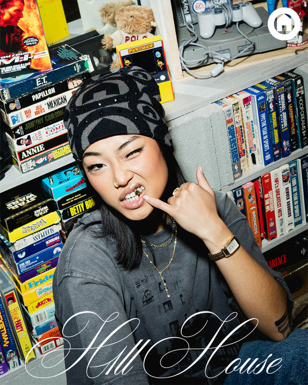 H1LL HOUSE Black Rhinestone Beanie