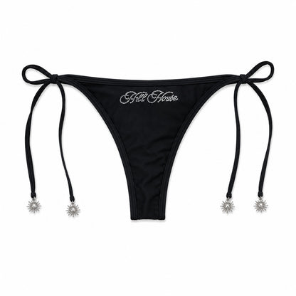 H1LL HOUSE Black Rhinestone Bikini Bottom (BOTTOM ONLY)