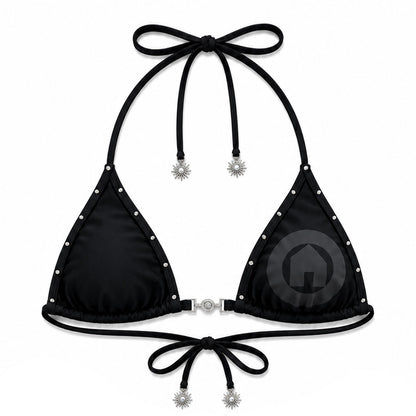 H1LL HOUSE Black Rhinestone Bikini Top (TOP ONLY)