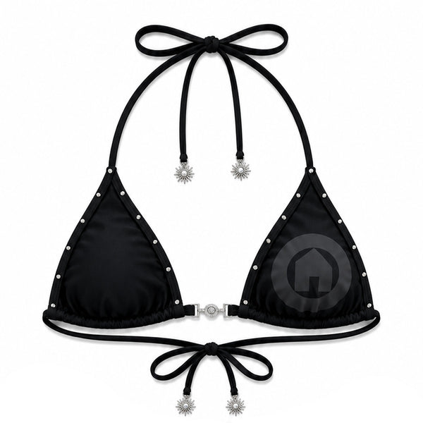 H1LL HOUSE Black Rhinestone Bikini Top (TOP ONLY)